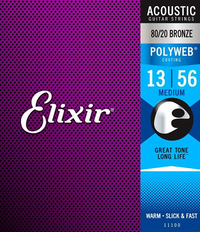 Купить POLYWEB Комплект струн для акустической гитары, Medium, бронза 80/20, 13-56, Elixir 11100 по лучшей цене