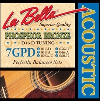 Купить Phosphor Bronze Комплект струн для акустической гитары, ф/б, D to D Tuning, 14-60, La Bella 7GPD по лучшей цене