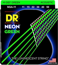 Купить Neon Green Комплект струн для акустической гитары, фосфорная бронза, с покрытием, 11-50, DR NGA-11 по лучшей цене