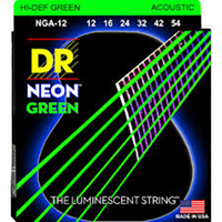 Купить Neon Green Комплект струн для акустической гитары, фосфорная бронза, с покрытием, 12-54, DR NGA-12 по лучшей цене